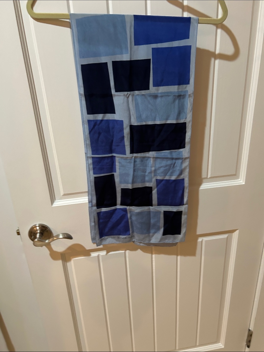 Adrienne Vittadini Blue Geometric Silk Scarf